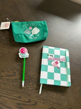 Green Pickleball Pencil Case and Notebook Set